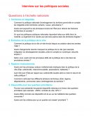 Question à poser lors d'une Interview sur les politiques sociales Question à poser lors d'une Interview sur les politiques sociales