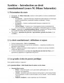 Synthèse – Introduction au droit constitutionnel