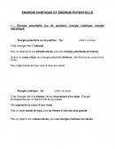Energie cinétique et énergie potentielle